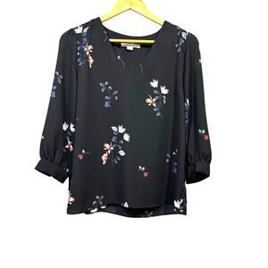 Cooper & Ella🌿Navy Floral Blouse – Size Medium – 3/4 Sleeve, Lightweight